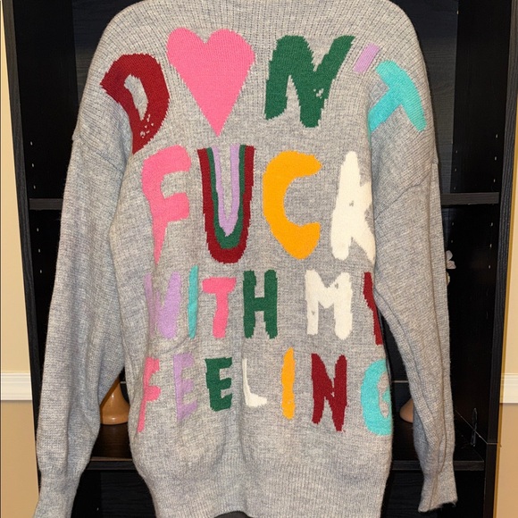 Gray Sweater with Colorful Lettering - Picture 5 of 5